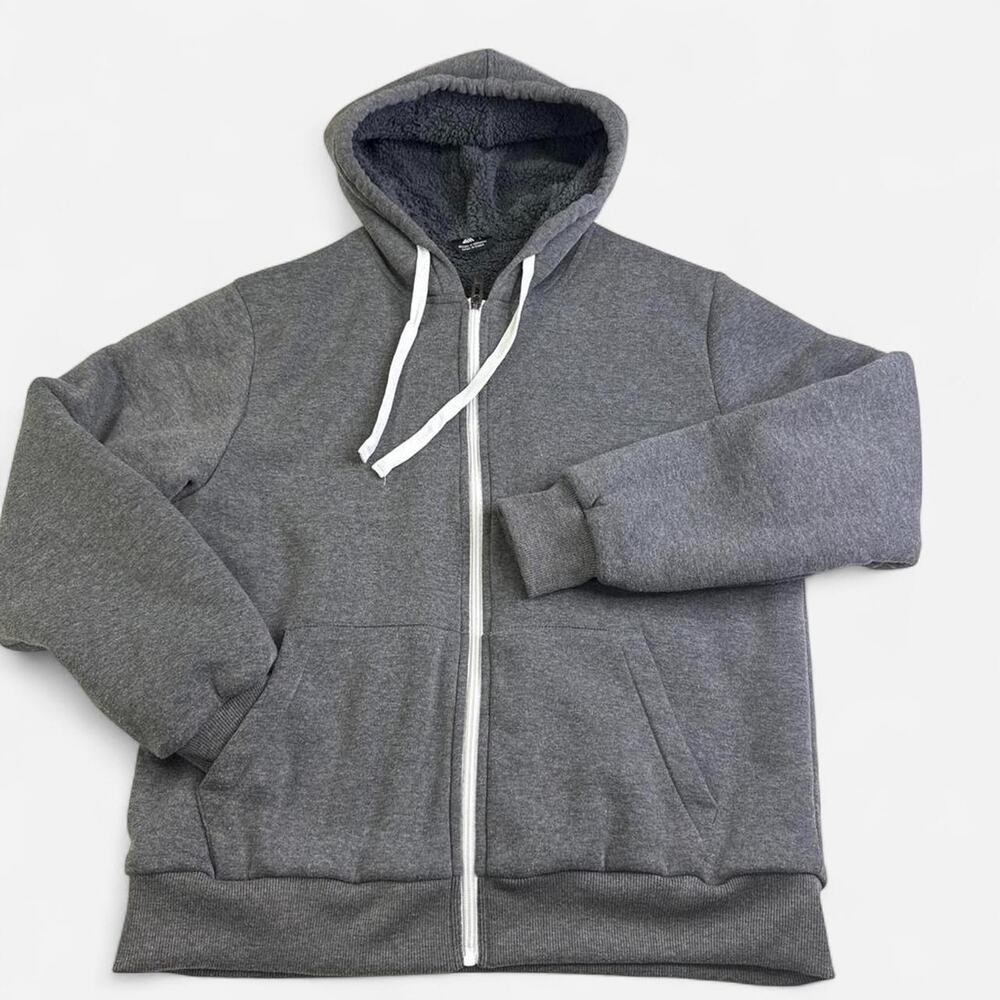 Speed Run Gray Sherpa-lined Full Zip Hoodie Size Large Streetwear Athleisure